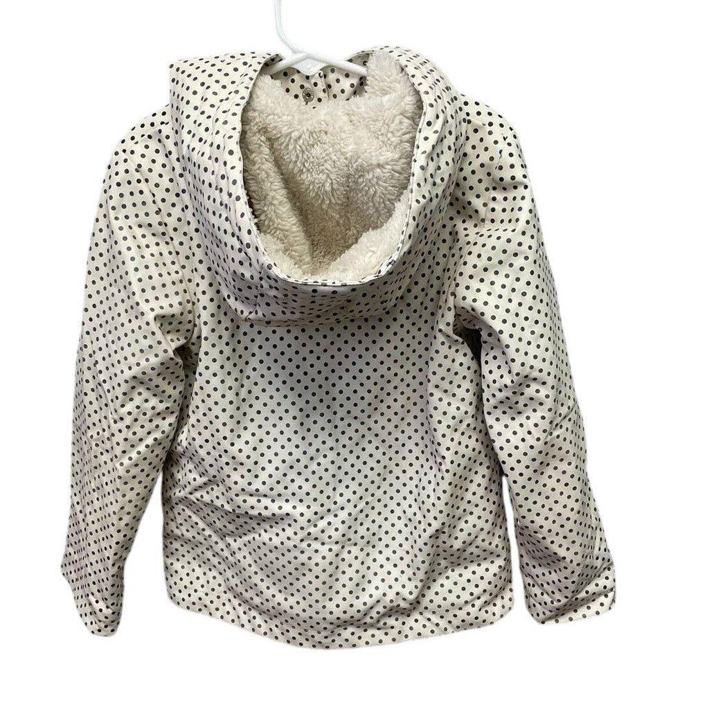 C&C California Girls Small Faux Fur Lined Warm Hooded Snap Up Polka Dot Raincoat
