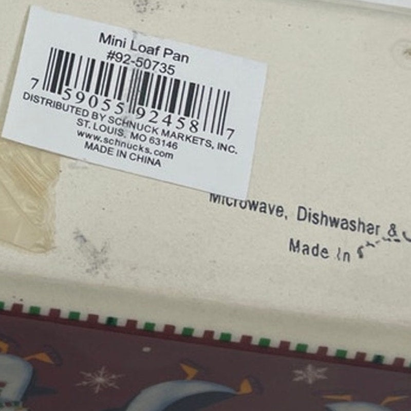 Set of Two Snowman Winter Penguin Microwave & Oven Safe Ceramic Mini Loaf Pans