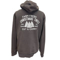 Upcycled Hand Printed Womens Medium Farm Fresh Christmas Tree Farm Zip Hoodie