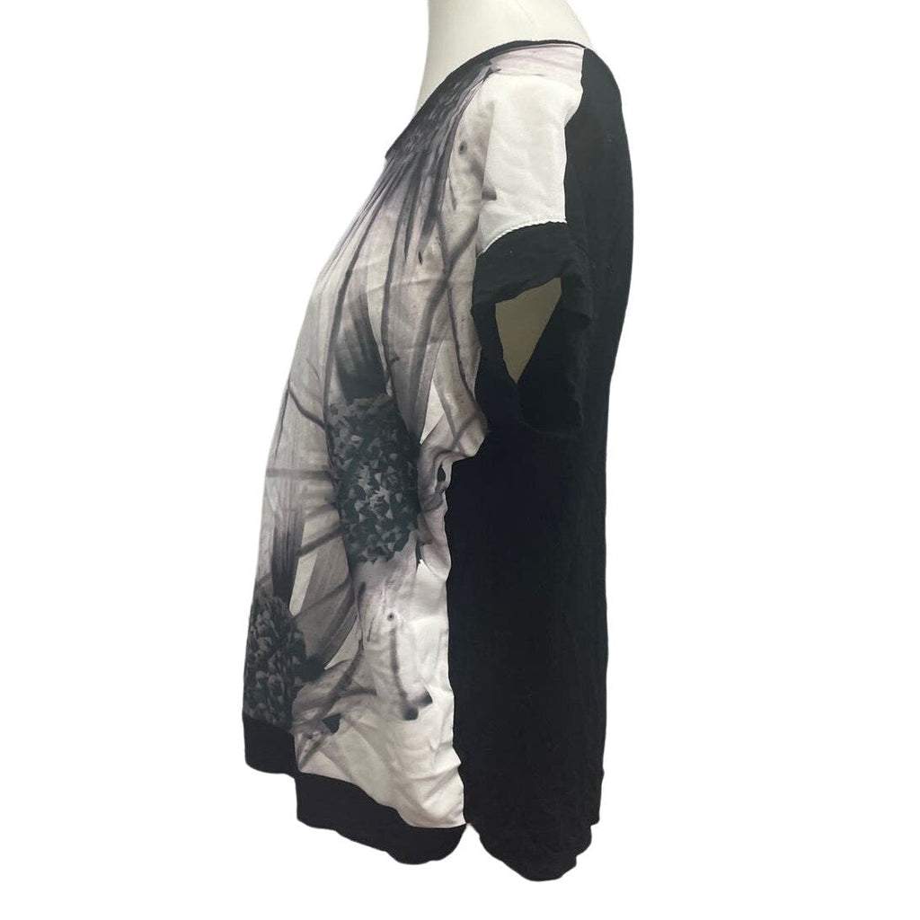 Apt 9 Womens Large Graphic Floral Flower Print Short Sleeve Scoop Neck Blouse