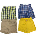 Lot of 4 Boys 3T Plaid PJ Khaki Adjustable Elastic Waist Shorts