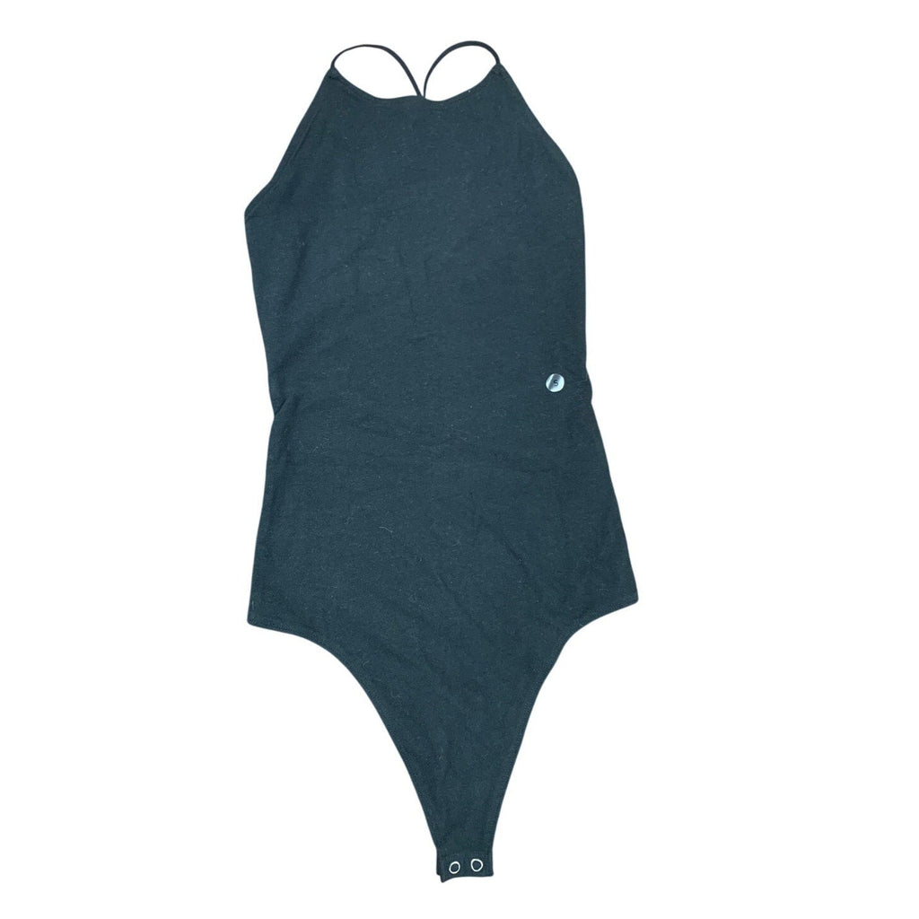 American Eagle Womens Small Black Cotton Blend Thin Strap Snap Closure Bodysuit