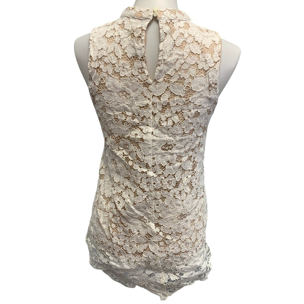 Rose + Olive Womens Medium Lace Lined Sleeveless High Collar Tank Top Blouse