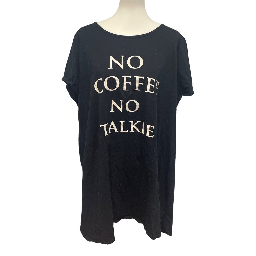 Cacique Womens Plus Size 26/28 No Coffee No Talkie Short Sleeve Tee Shirt