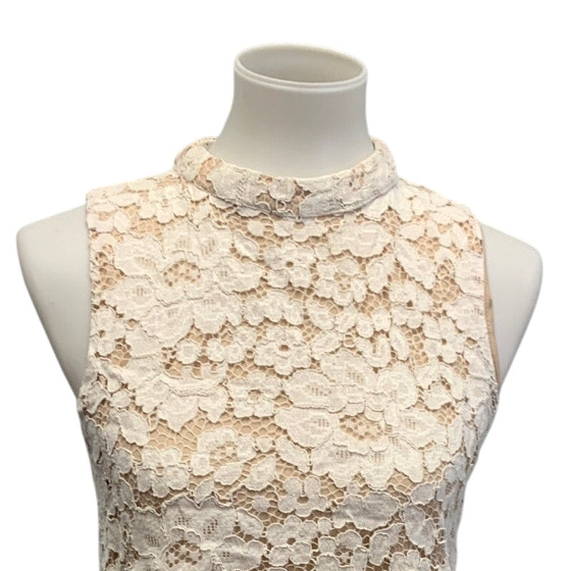 Rose + Olive Womens Medium Lace Lined Sleeveless High Collar Tank Top Blouse