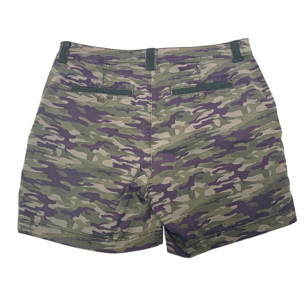 Lee Womens 14 Medium Green Purple Camo Camoflague Straight Fit Shorts w Pockets