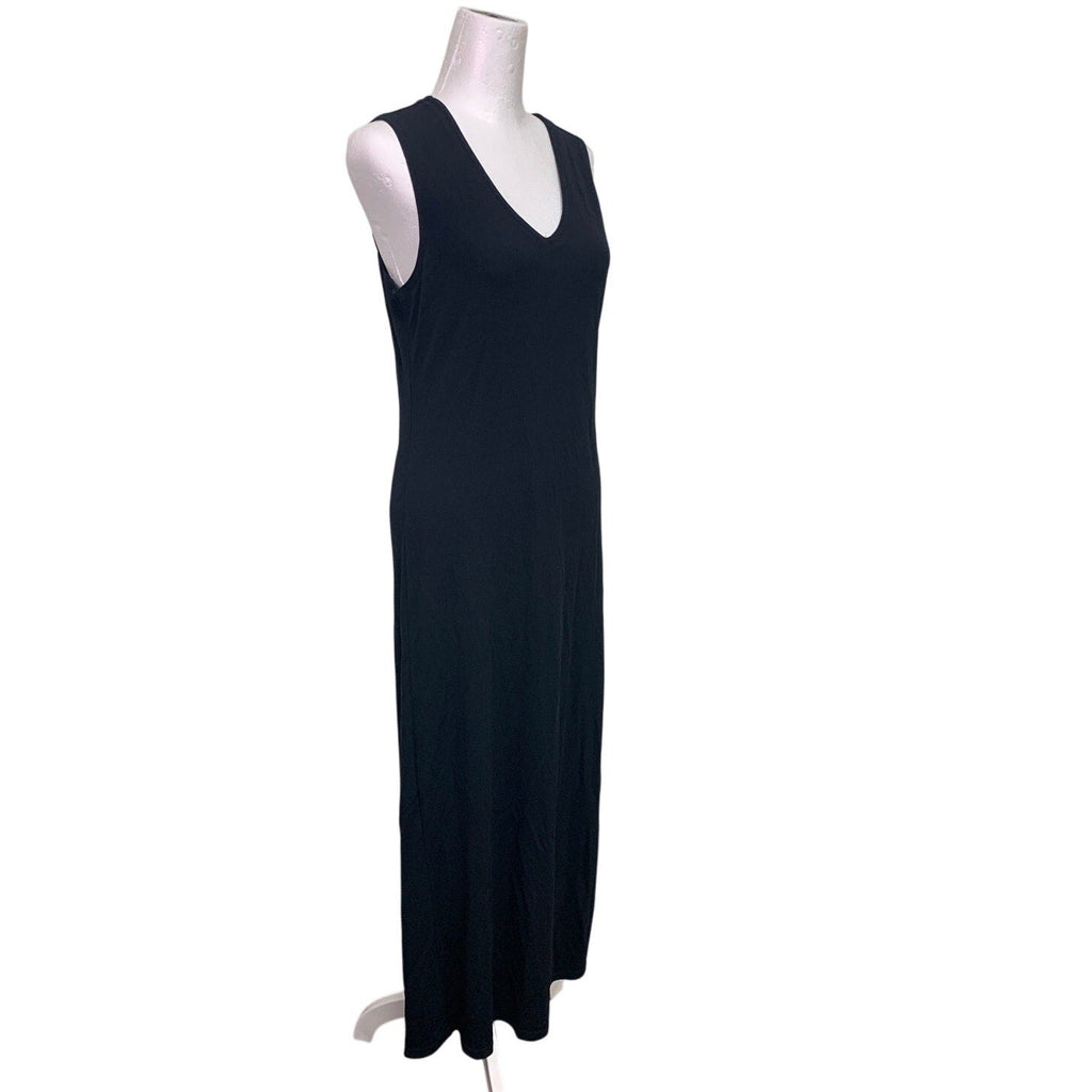 GAP Womens Medium Long Black Straight PolyRayon Sleeveless V Neck Maxi Dress