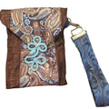 Handmade Upcycled Vintage Brown Blue Neck Tie Cell Phone Wristlet Purse Bag