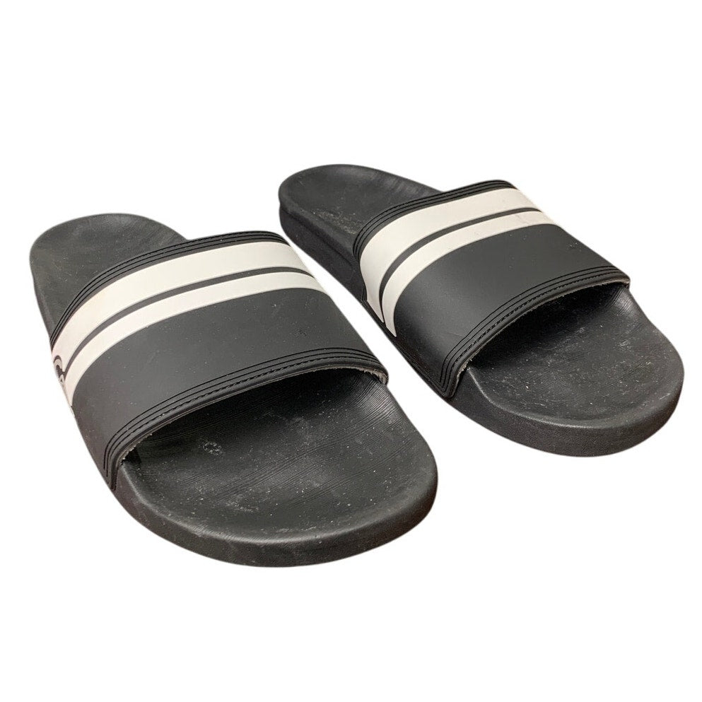Quiksilver Mens Size 13 Black Striped Slides Slip On Sandal Open Round Toe Shoes