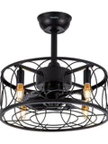 Open Box New Yaretro Caged Ceiling Fan with Lights Industrial Enclosed Blades