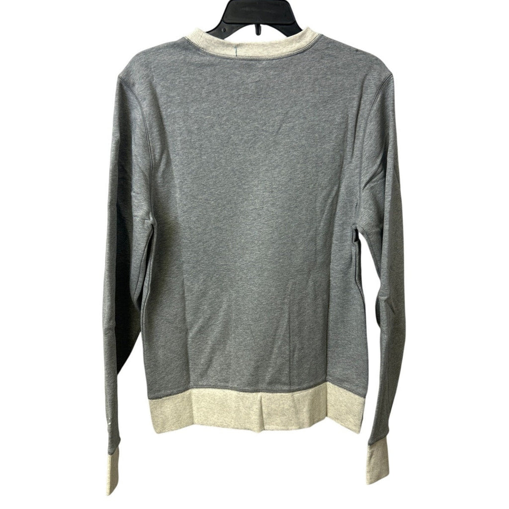 New Hand Printed Womens Small Blue Jay Bird Long Sleeve Heathered Sweatshirt