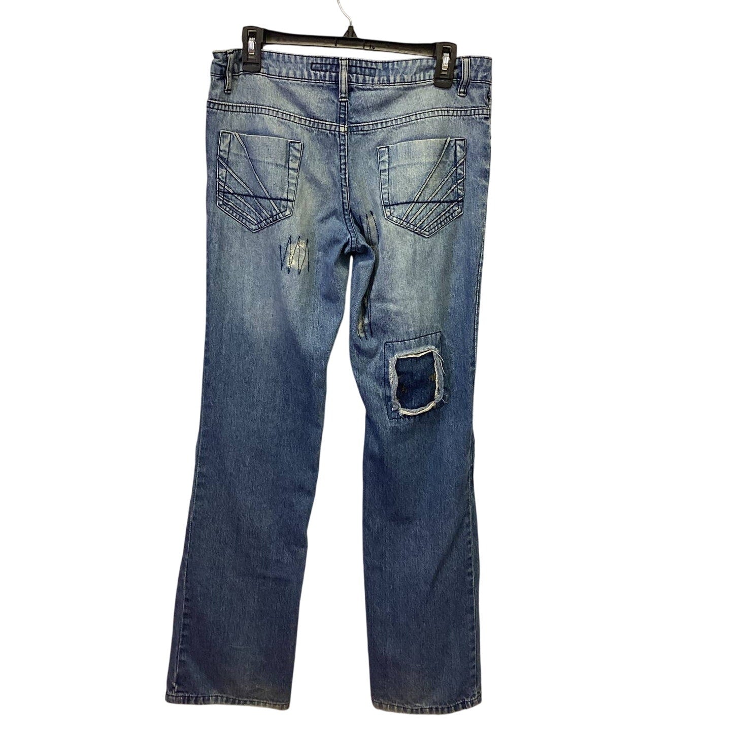 Akdmks Mens Size 30 Stretch Cotton Distressed Patched Whiskered Denim Blue Jeans