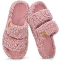 New EverFoams Womens Size 9-10 Dusty Rose Slippers Fuzzy Open Round Toe Shoes
