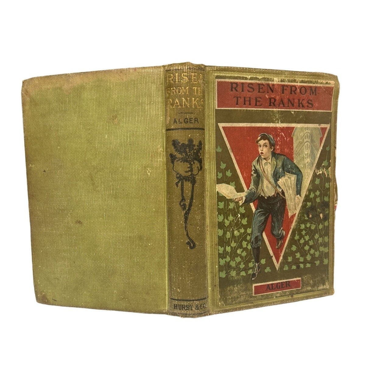 Antique 1900s Risen From the Ranks Hardback Fiction Book by Horatio Alger Jr