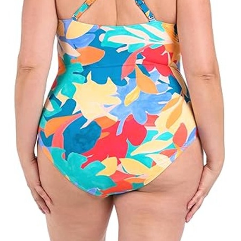NWT New La Blanca Womens Size 16W Underwire Floral Resort One Piece Swimsuit