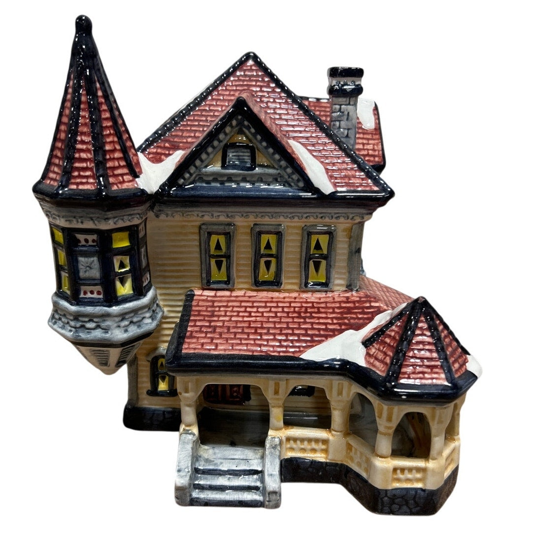 Ceramic Victorian Snow Covered Cottage House Collectible Christmas Decor