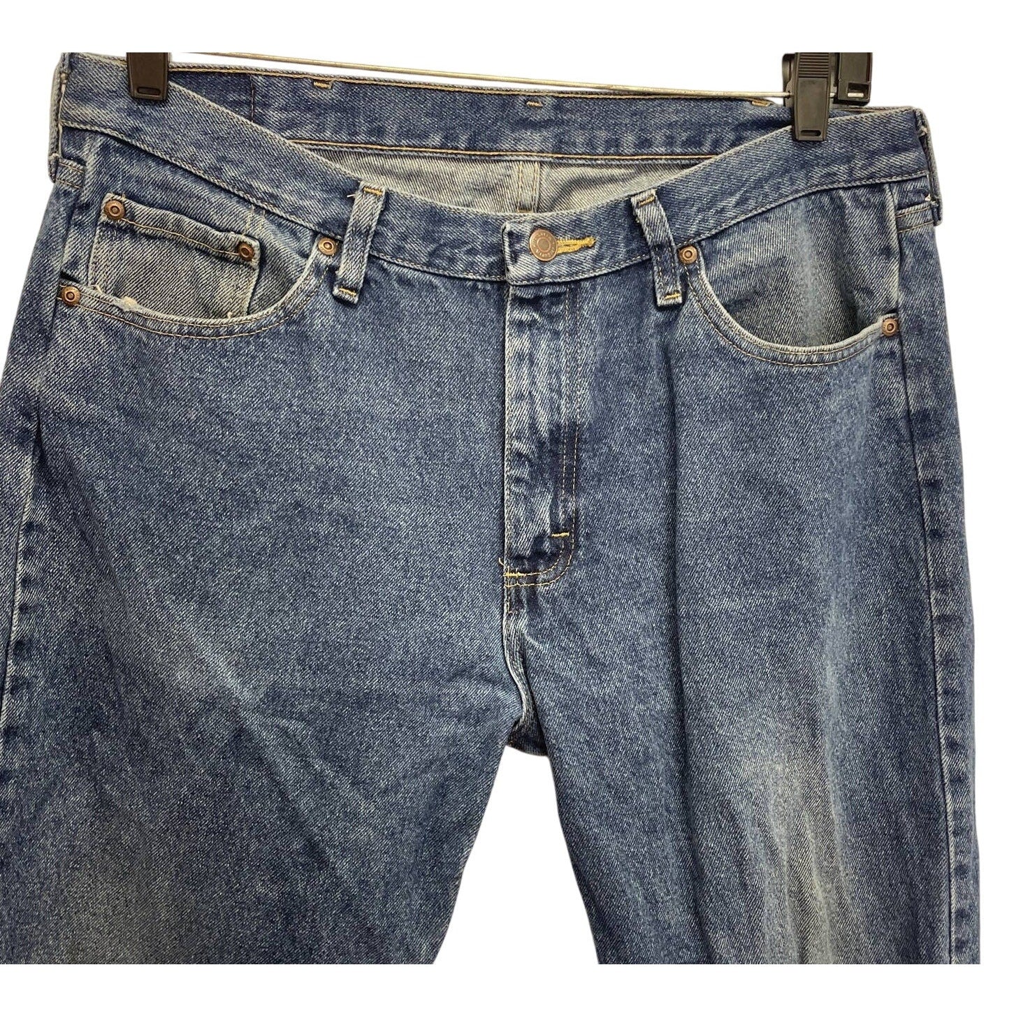 Wrangler Mens 36 X 32 100% Cotton Relaxed Fit Med Wash Denim Blue Jeans
