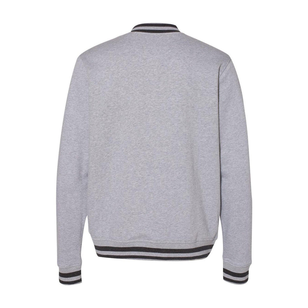 New Champion Mens Large Gray Snap Up PolyCotton Athletic Wear Bomber Jacket