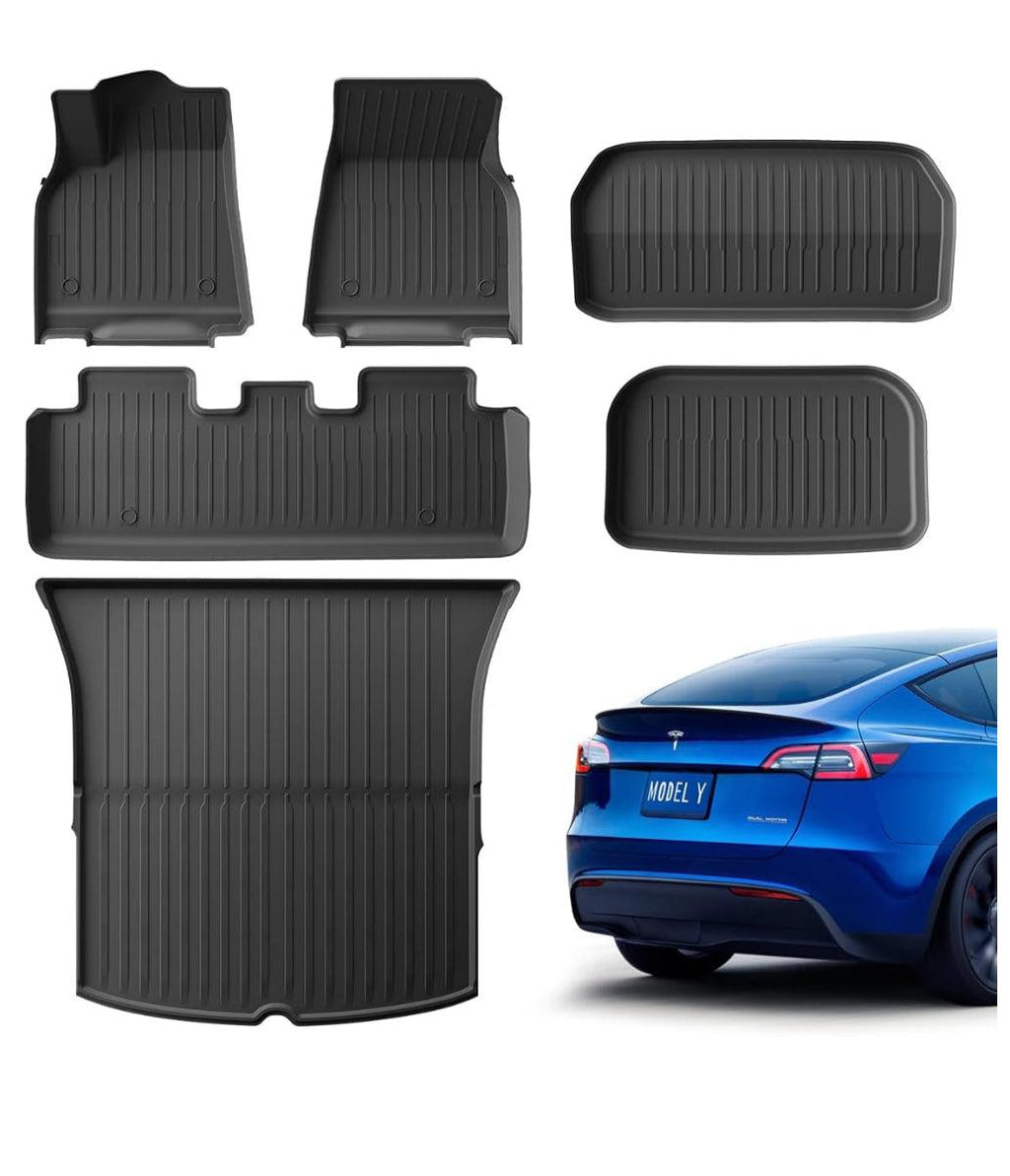 Proud Bird 4.1 1 i (8) Tesla Model Y Floor Mats 2023-2021 (5-Seater), Pure TPE, All Weather Floor Mats Tesla Accessories Model Y Trunk Mat & Floor Mat