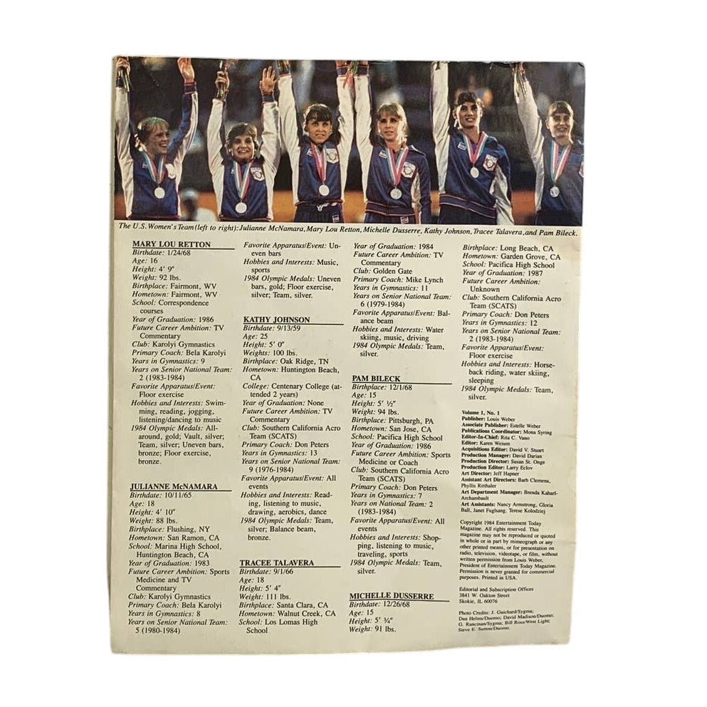Vintage 1984 Olympic Women's Gymnastics Mary Lou Retton Souvenir Program Poster