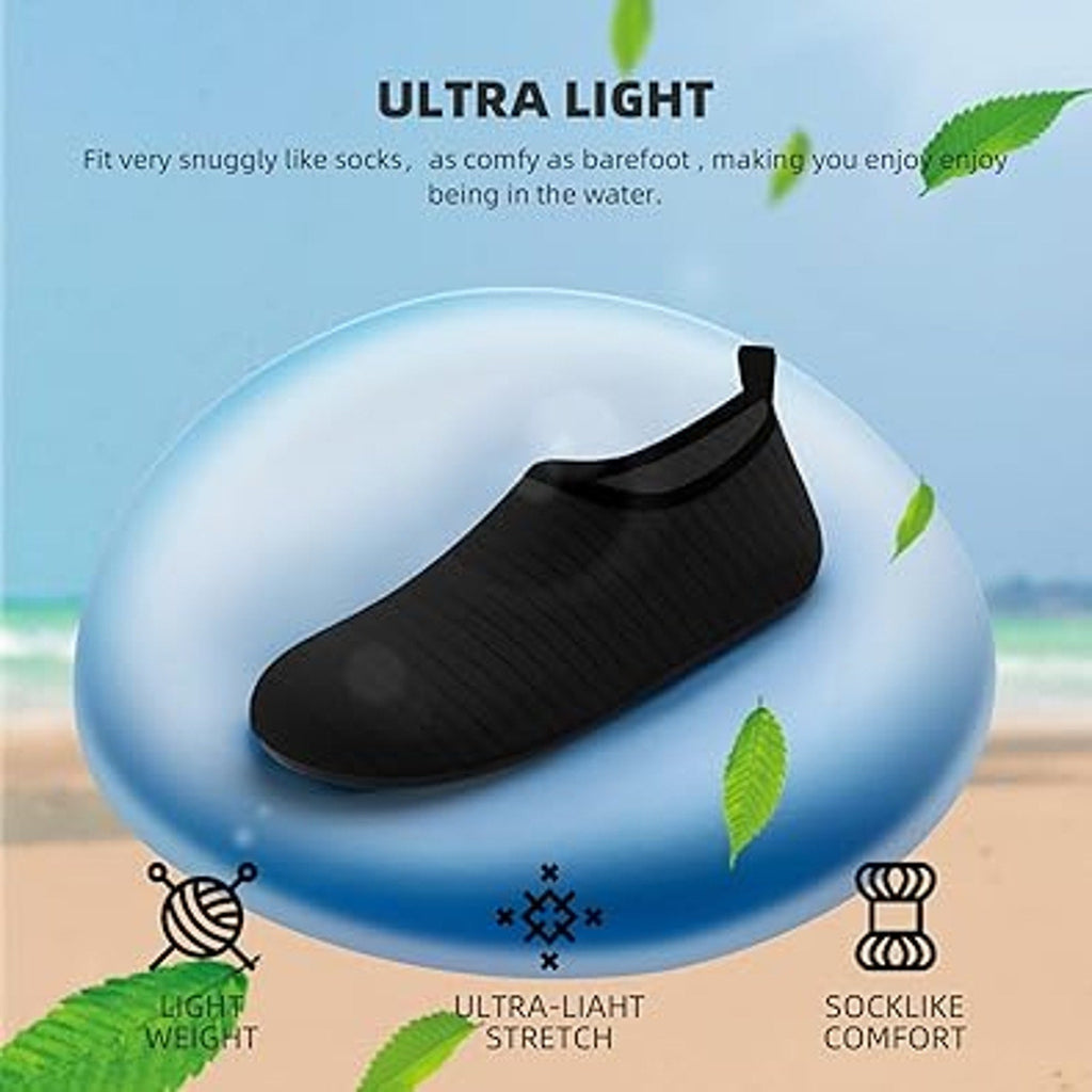 Simari Mens Black Size 7 Pull On Non Slip Quick Dry Anti Skid Swim Water Shoes