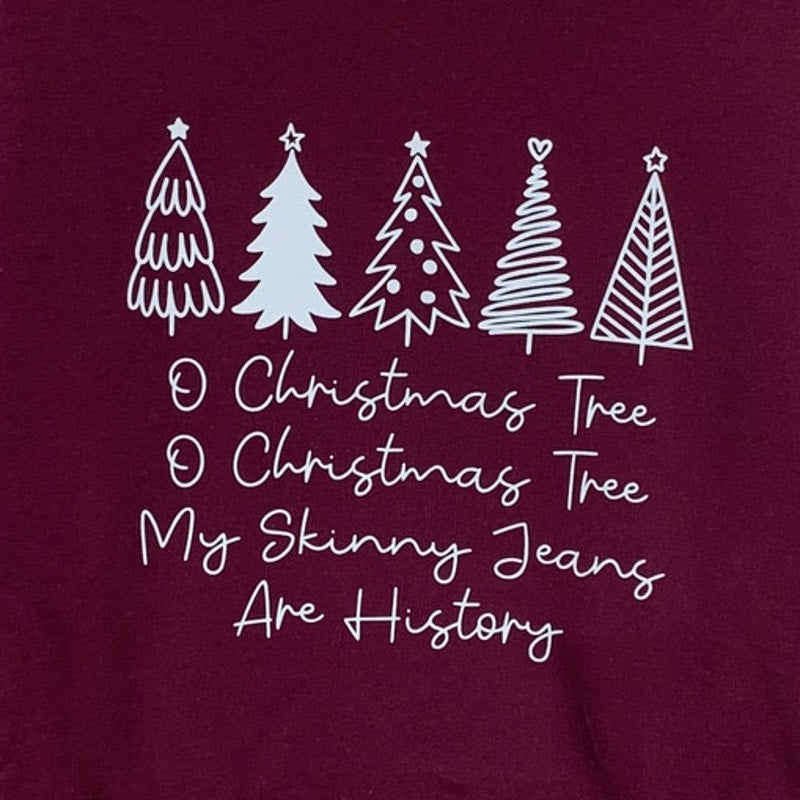 New Upcycled Hand Printed Womens Large Christmas Tree Holiday Sweatshirt