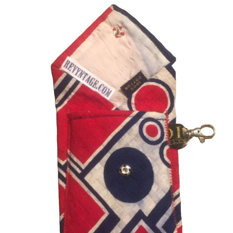 Handmade Upcycled Vintage Repurposed Neck Tie Geometric Eyeglass Case Pouch