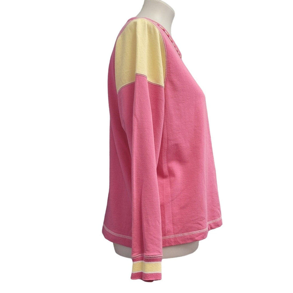 Erika Womens PXL Petite PolyCotton Color Blocked Long Sleeve Crew Neck Shirt