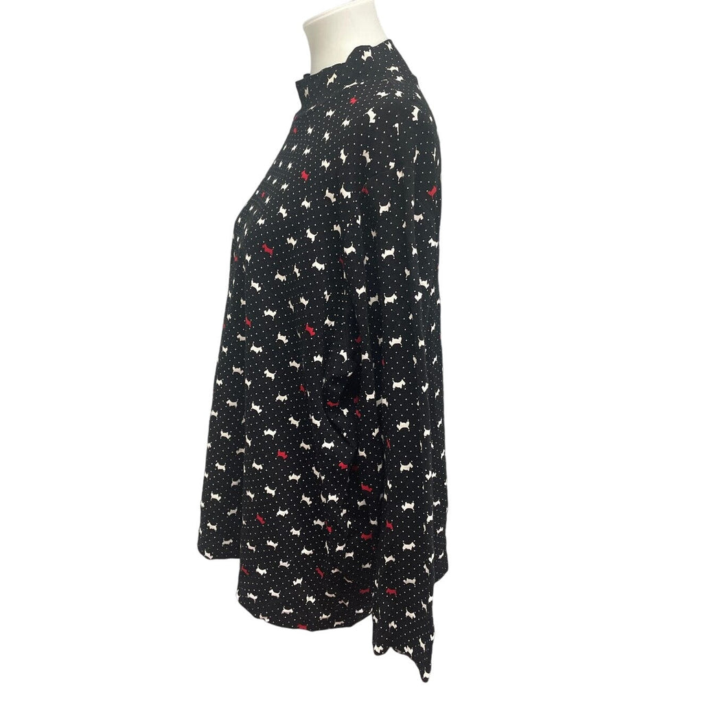 Croft & Barrow Womens Plus Size 3X Long Sleeve Scottie Dog Mock Turtleneck Top