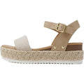 Soda Clip Womens 8.5 Beige 2" Platform Sandals Open Round Toe Ankle Strap Shoes