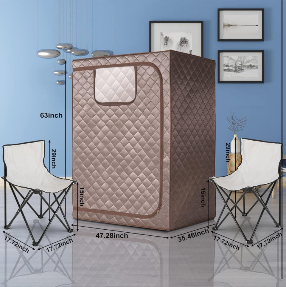 TaTalife Portable 1-2 Person Infrared Saunas for Home, Full Spectrum Infrared Sauna, Full Size Large Space Spa, 2 Portable Upgrade Chair, Oversize Full Body Home Sauna Spa for Relaxation & Detox
