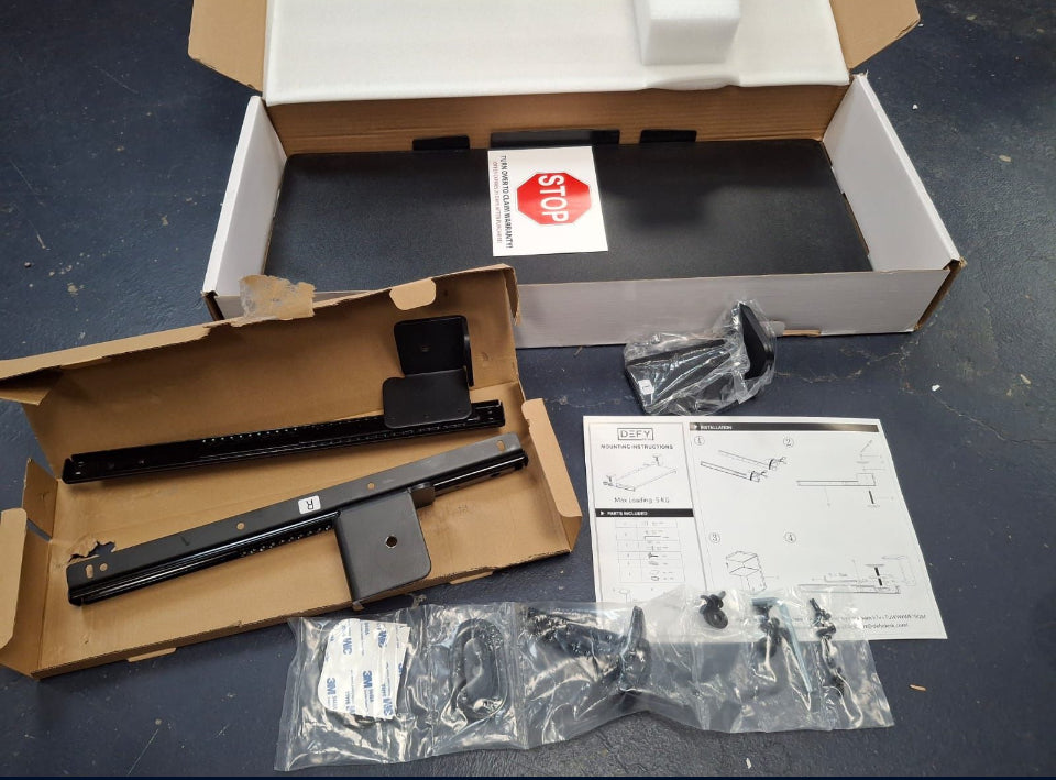 Open box DEFY DESK Clamp On Keyboardl Tray Under Desk Storage - Ergonomic Desk Drawer Computer Keyboard Stand Under Desk Drawer - Under Desk Keyboard