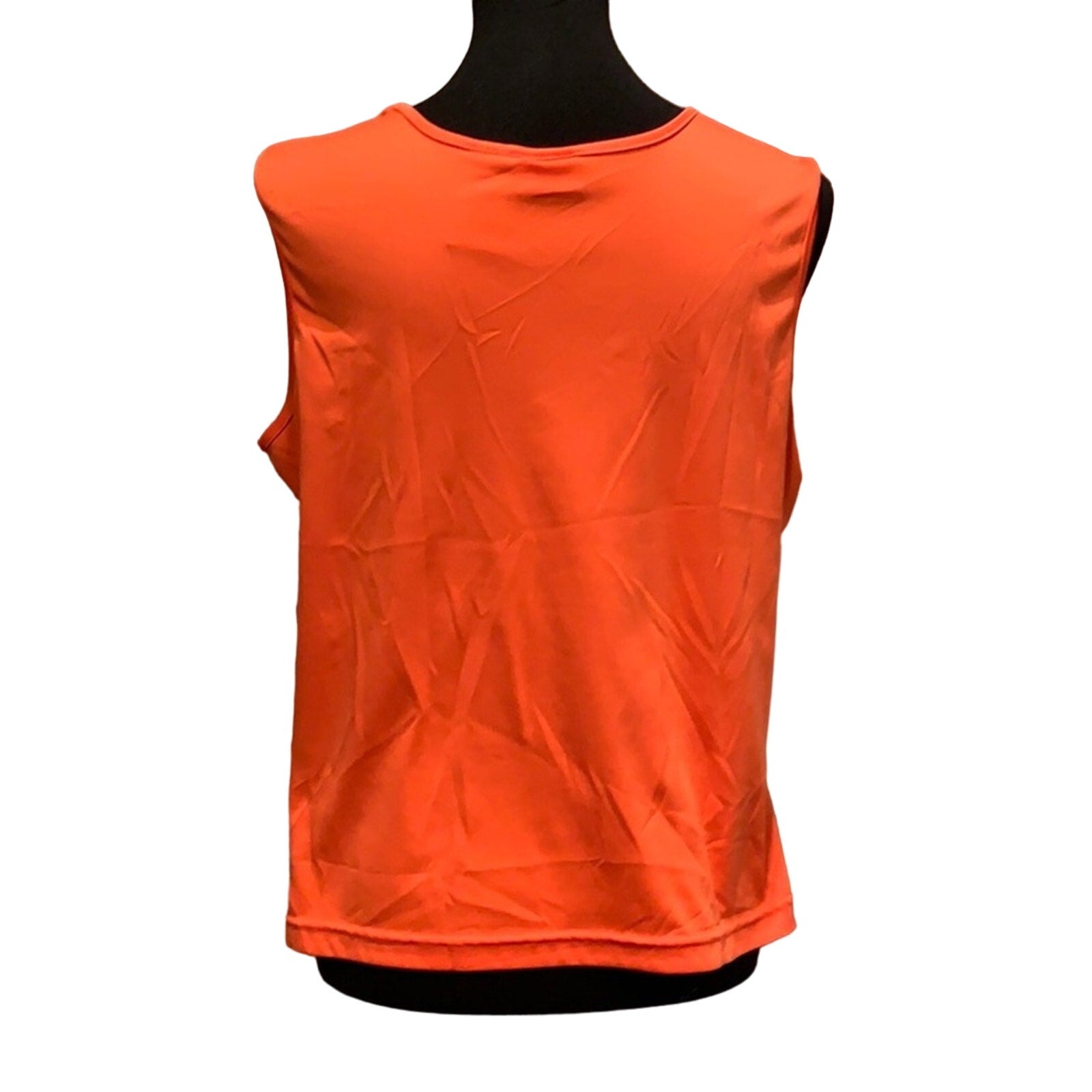 White Stag XL 2 Piece Orange Tank Top Layer w Lacy Overlay Button Down Blouse