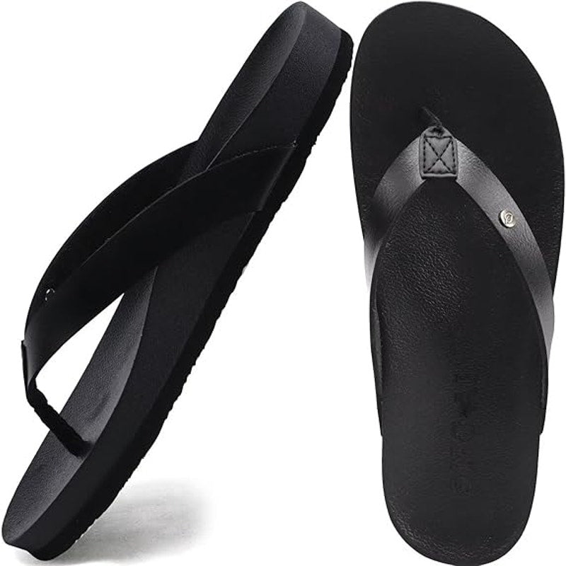 Oncai Womens Size 8 Black Sandals Open Round Toe Flip Flop Slip On Shoes