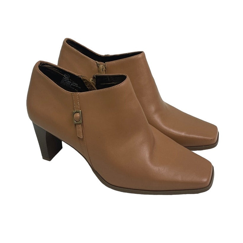 Markon Womens 10W Fanta Leather Upper High Heel Camel Tan Shooties Shoes