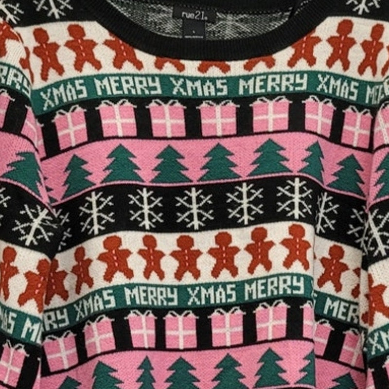 Rue 21 Womens Large 100% Acrylic Long Sleeve Crew Neck Knit Christmas Sweater