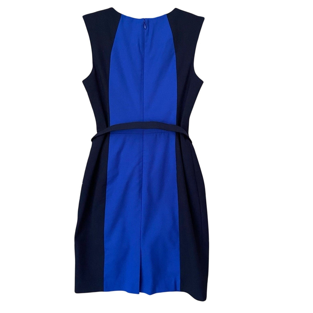 Banana Republic Womens Size 6 Blue Color Block Sleeveless Sheath Dress w Belt