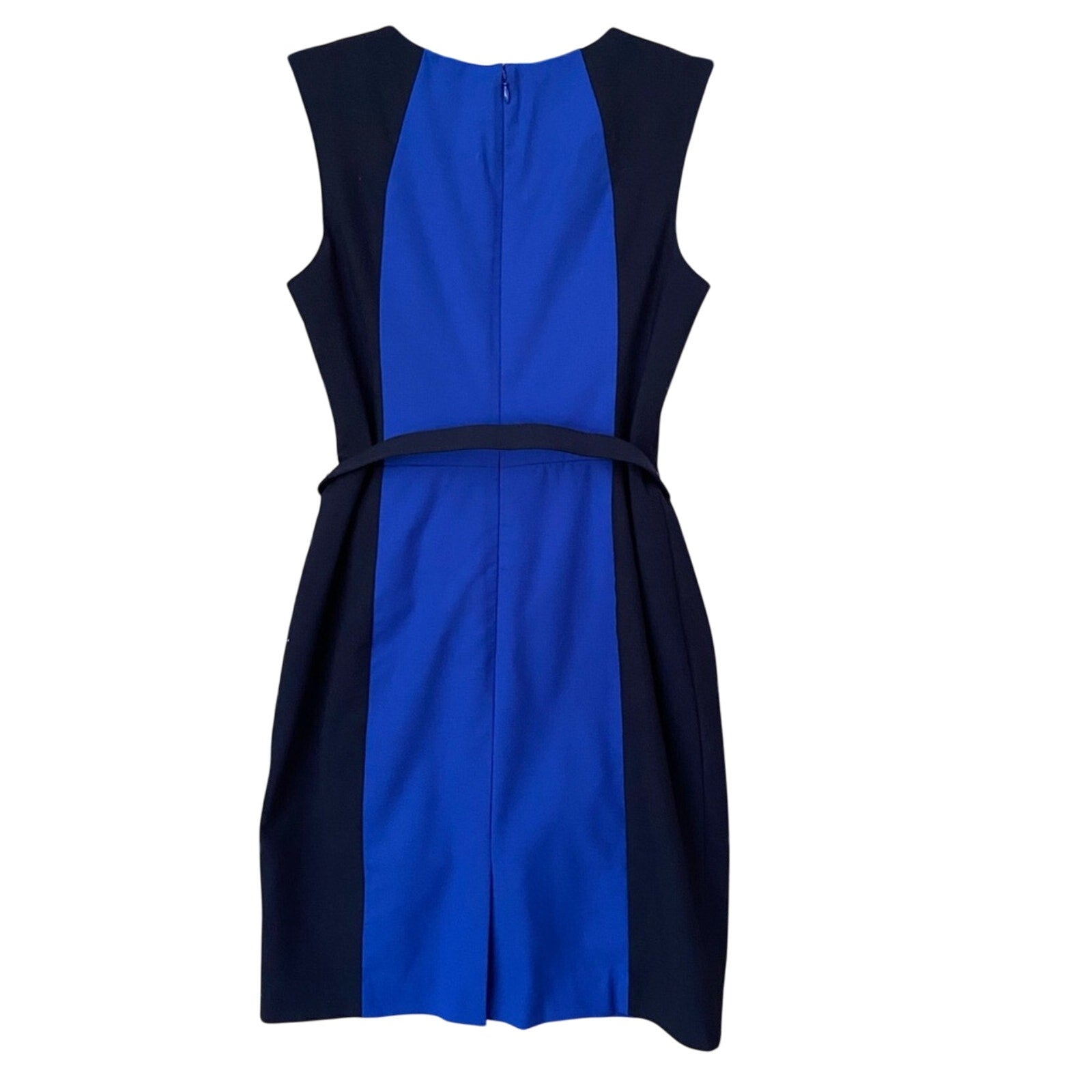 Banana Republic Womens Size 6 Blue Color Block Sleeveless Sheath Dress w Belt