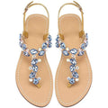 Aijivou Womens Size 9.5 Blue Rhinestone Sandals Flip Flop Open Round Toe Shoes