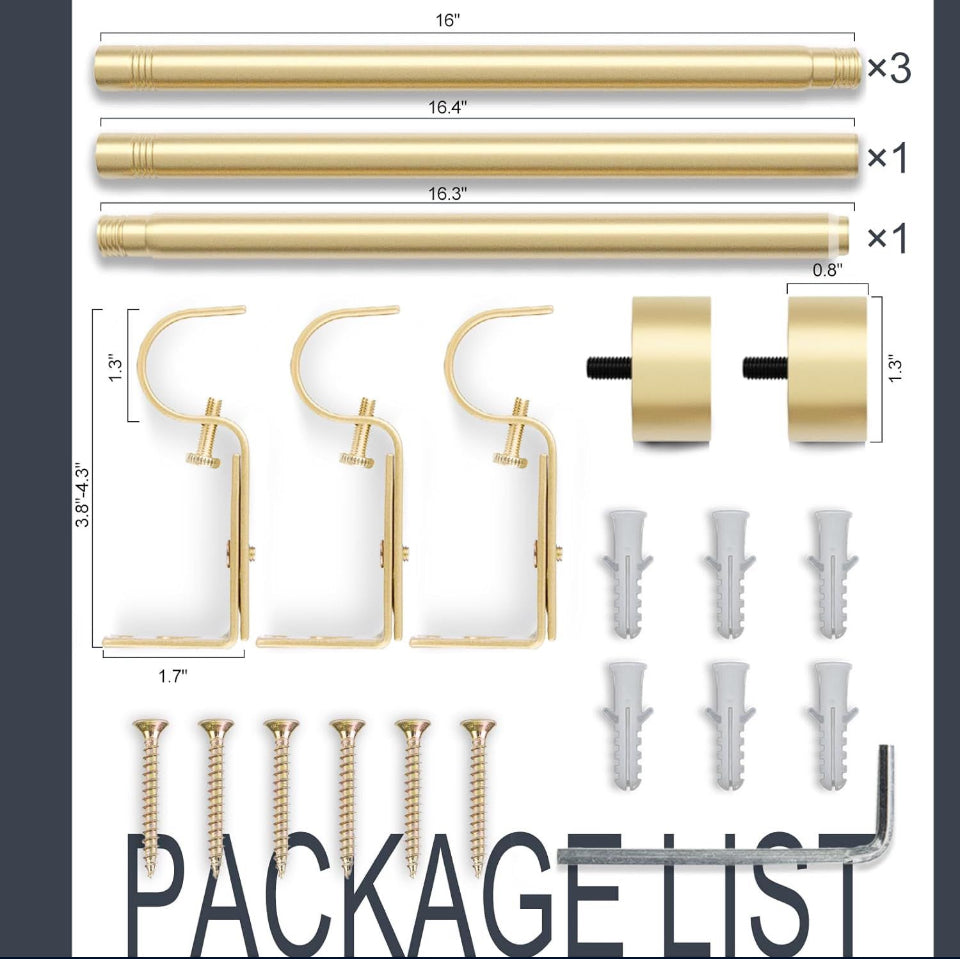 Zeerobee Curtain Rods for Windows 48 to 84, 1 Inch Gold Curtain Rod Set, Heavy Duty Drapery Rods with Adjustable Curtain Rods, Outdoor Modern Curtain