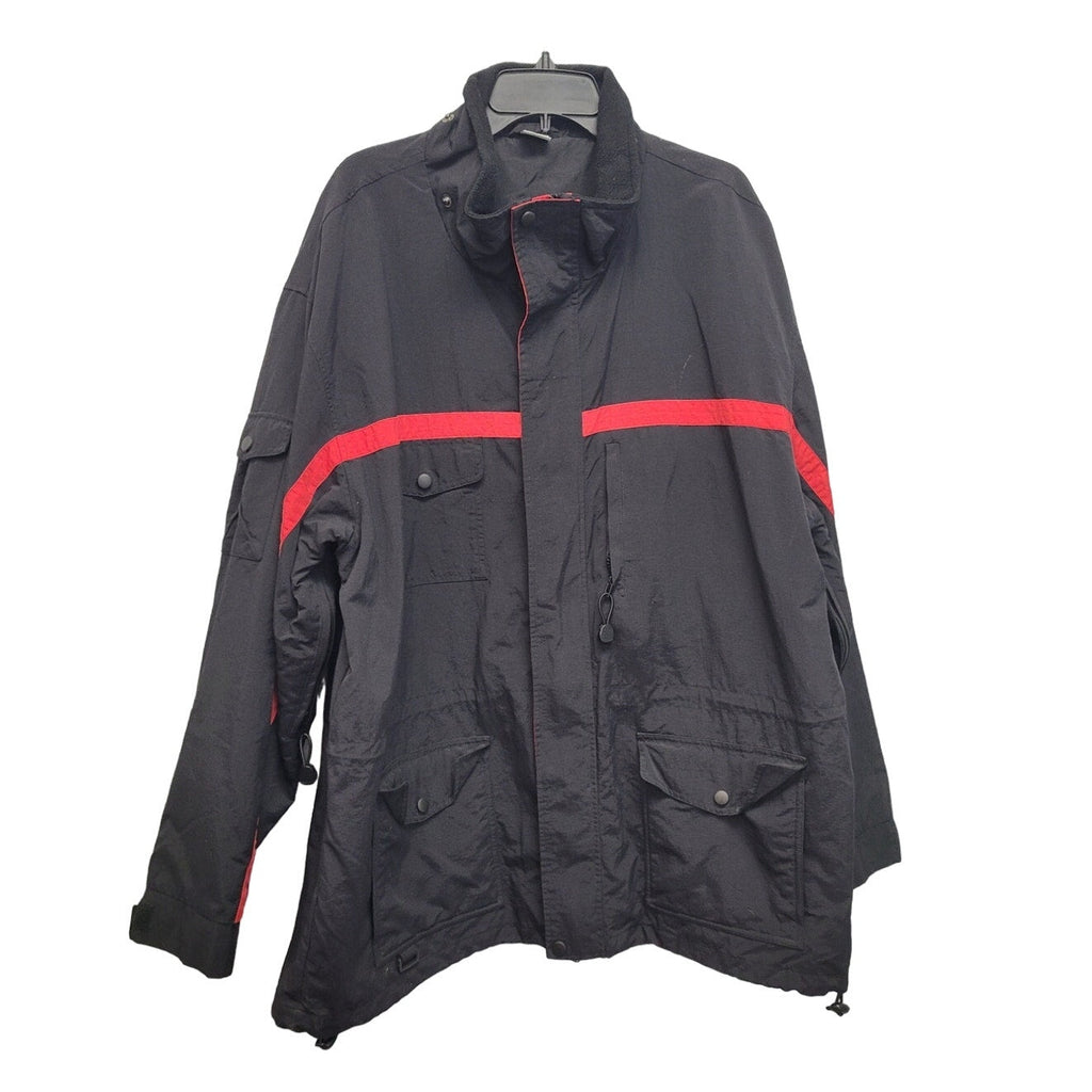 Mens XXL Long Sleeve Full Zip & Button Multi Pocket Drawstring Waist Lined Coat