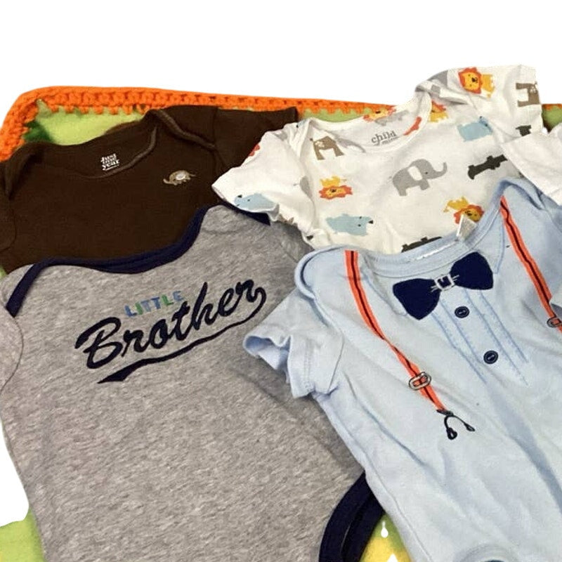 Lot of 9 Boys 6-9 Mos Gymboree Carters Old Navy Tops One Pieces Fleece Blanket