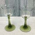 Set of 2 Vintage PartyLite Green Glass Stem Votive Tealight Candle Holders