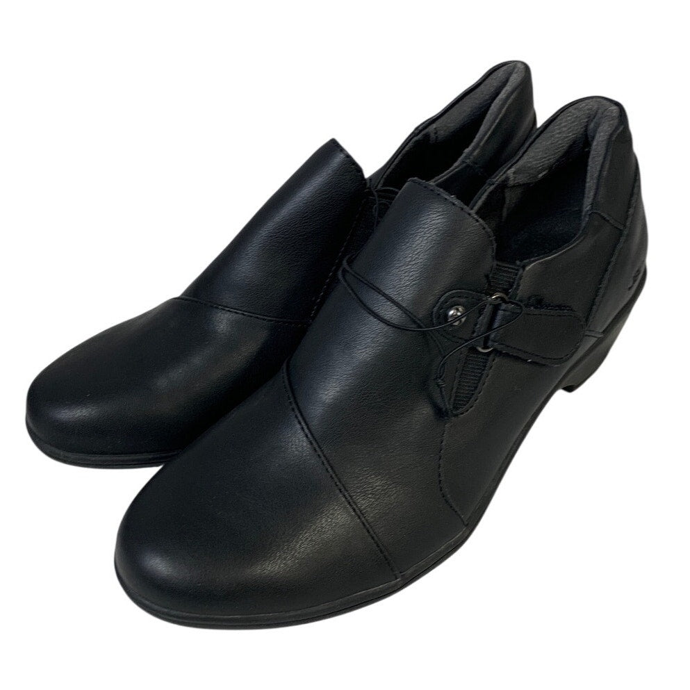 New JBU Women Size 8 Black Faux Leather Kyley Hook Loop Adjustable Comfort Shoes