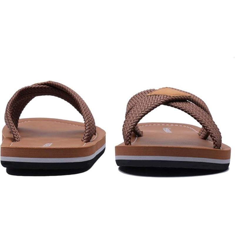 New Harssidanzar Mens Size 10 Brown Open Toe Braided Look Slide Sandals w Flaw