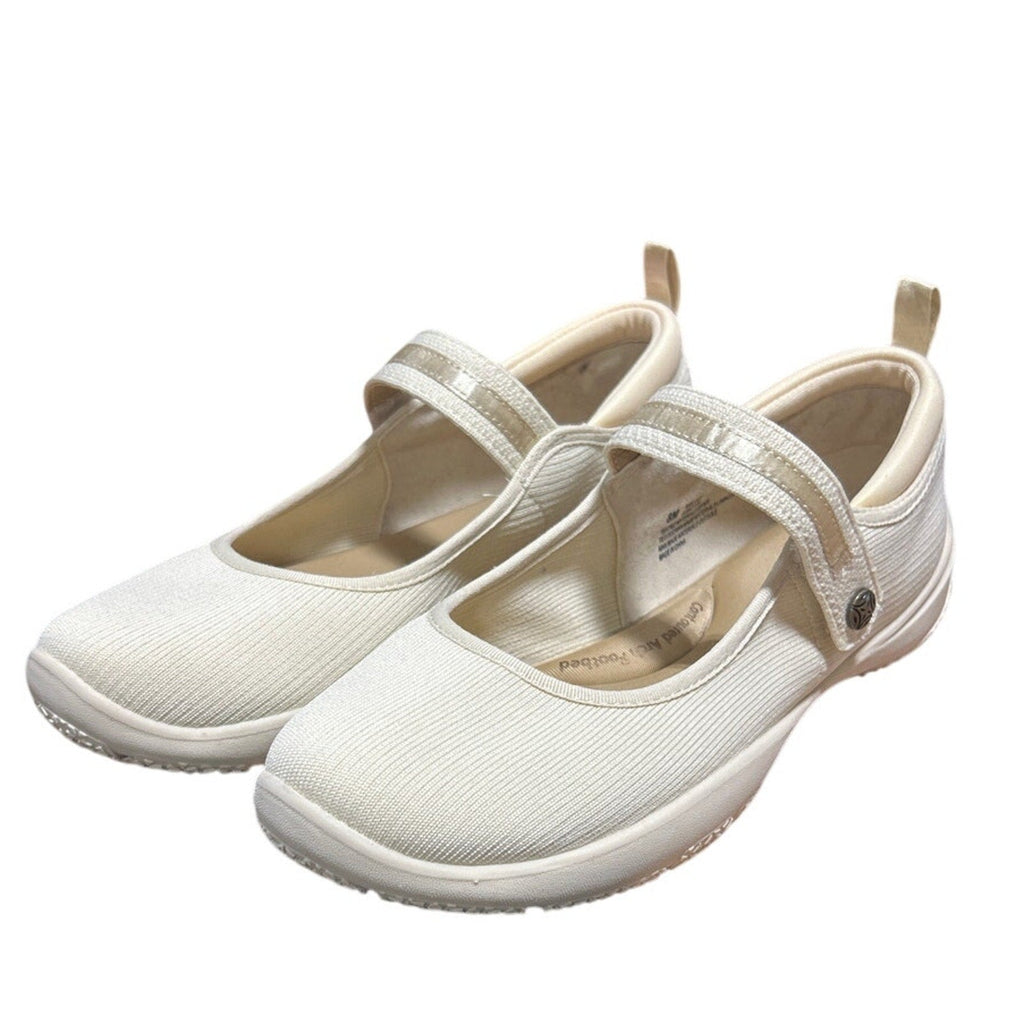 JSport Womens Size 8 Beige Tan Hook Loop Closure Mary Jane Comfort Shoes