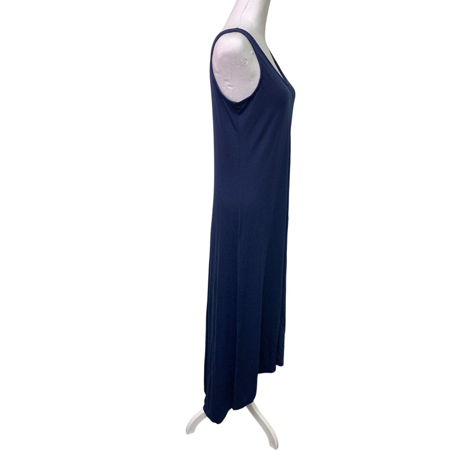 Old Navy Womens Medium Navy Blue Straight Sleeveless V Neck High Low Midi Dress
