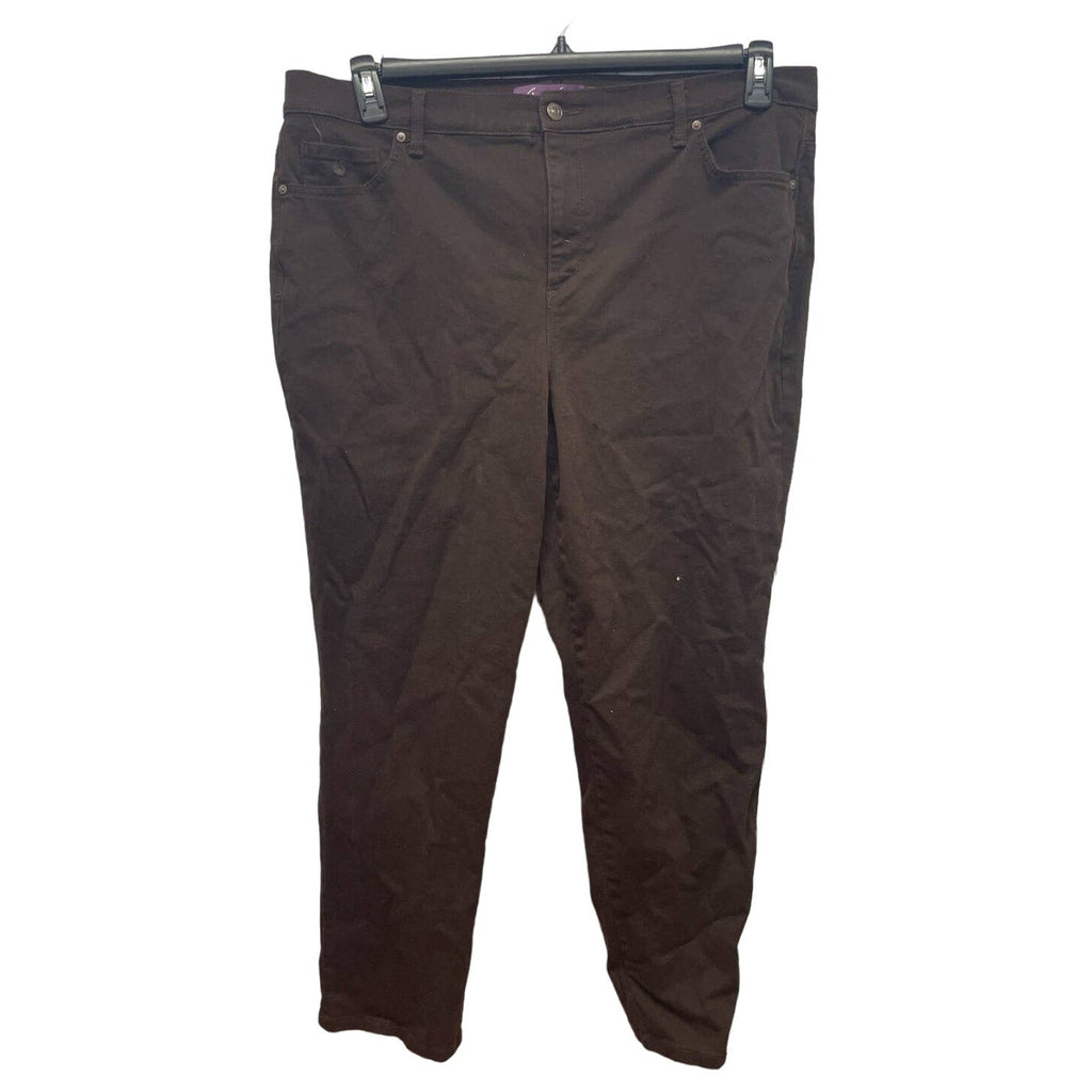New Gloria Vanderbilt 18W Amanda Trouser PolyCotton Choco Brown Casual Pants