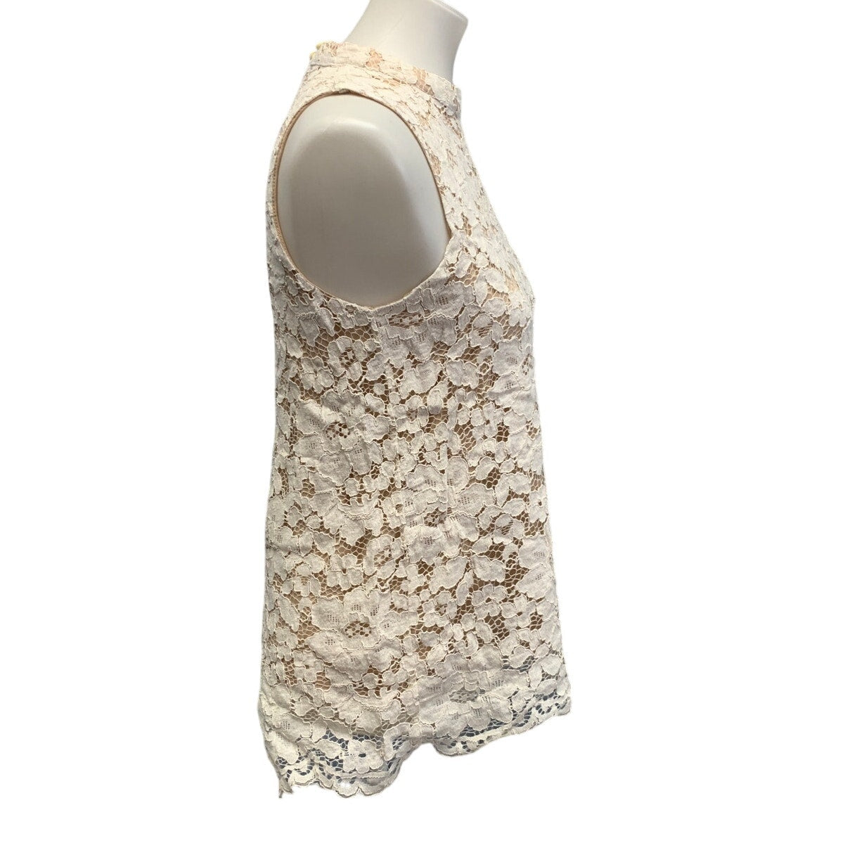 Rose + Olive Womens Medium Lace Lined Sleeveless High Collar Tank Top Blouse
