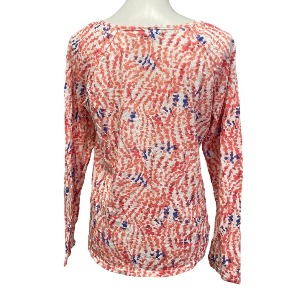 Basic Editions Womens Medium Long Sleeve PolyCotton V-Neck Polka Dot Top